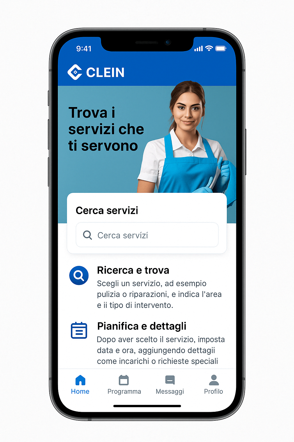 CLEIN app screen